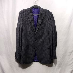 Vintage Ted Baker 100% Wool Plaid Blazer 42L 90s Y2K Business Office Retro